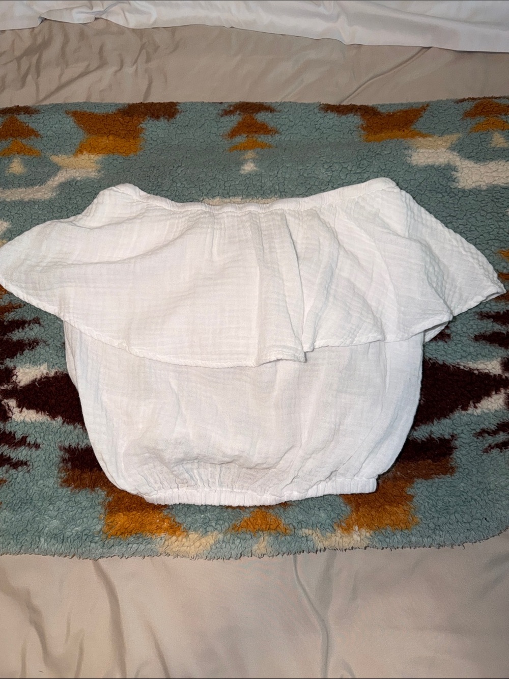 Michael Stars Medium gauze White Ruffle Crop tube Top tube